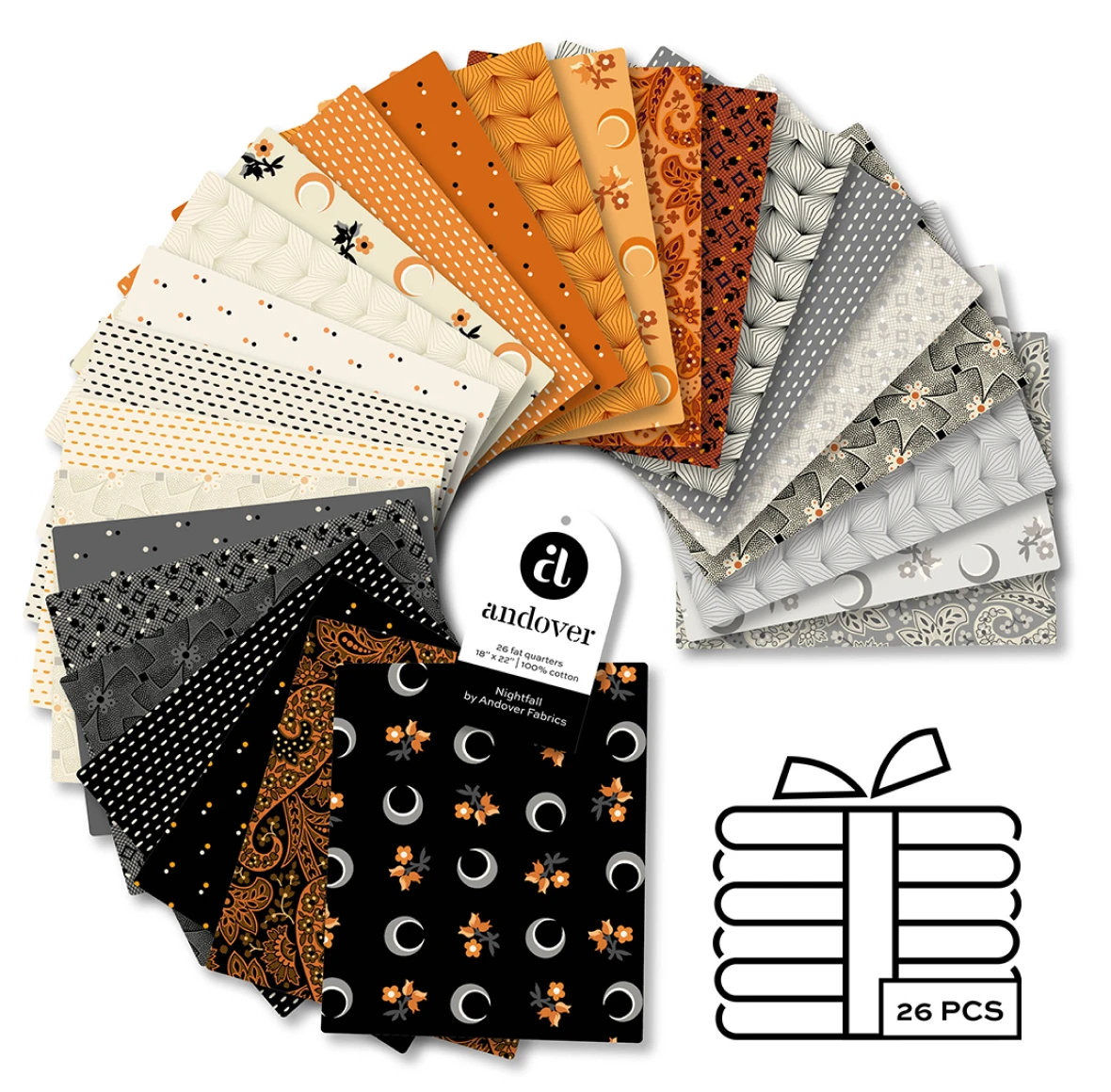Halloween-inspired fabric swatch set